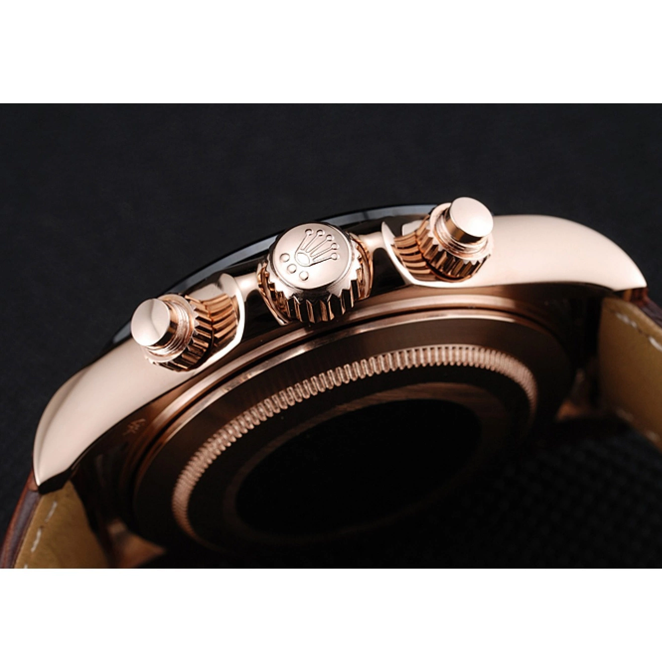 Aaa replica watch Daytona 1454243 Dial Rolex Case Rose Brown Brown Leather Bracelet Cosmograph Gold 0518
